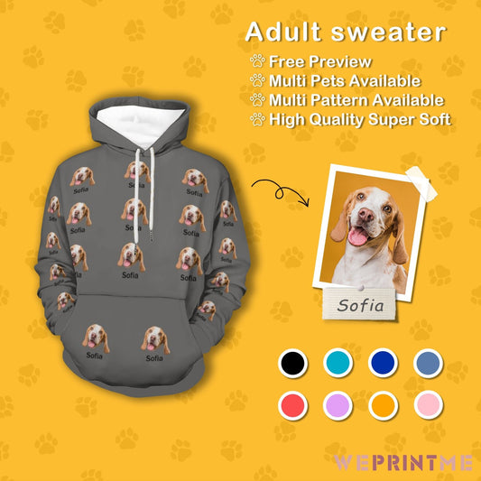 WEPRINTMEHoodieCustom Pet Face and Name Men's Hoodie