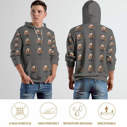 WEPRINTMEHoodieCustom Pet Face and Name Men's Hoodie