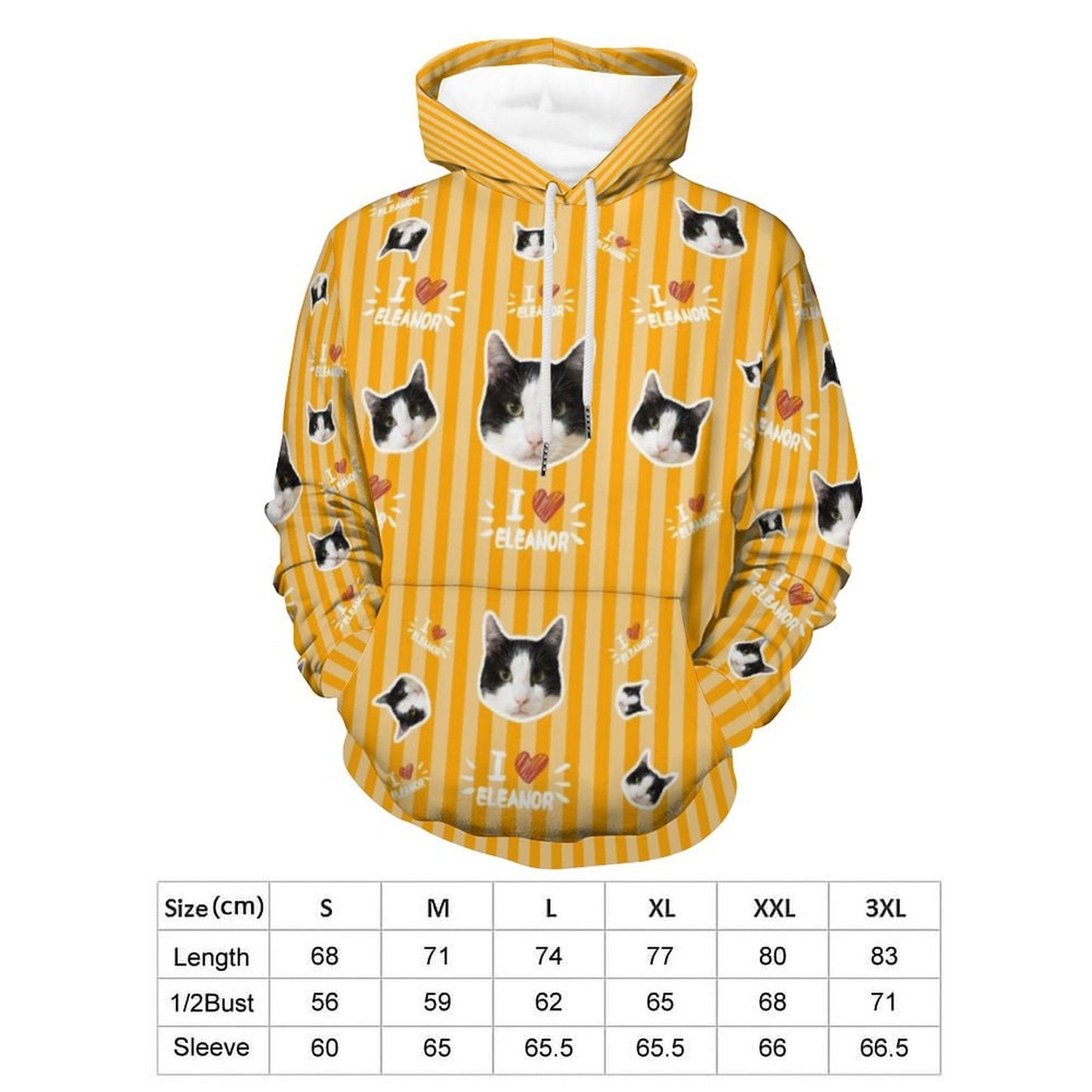 WEPRINTMEHoodieCustom Pet Face and Name Stripe Men's Hoodie