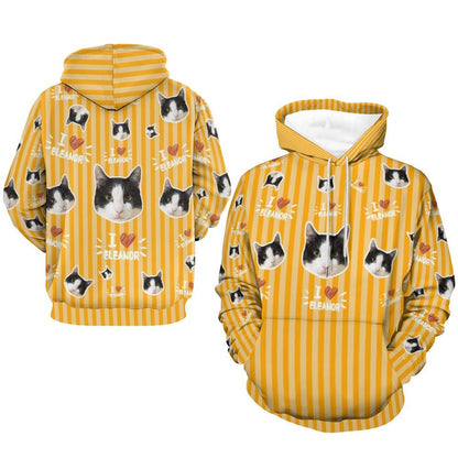 WEPRINTMEHoodieCustom Pet Face and Name Stripe Men's Hoodie