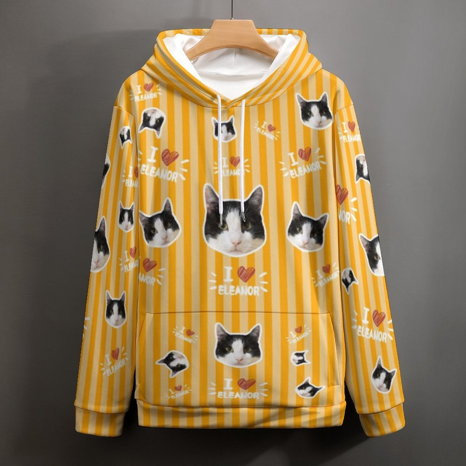 WEPRINTMEHoodieCustom Pet Face and Name Stripe Men's Hoodie