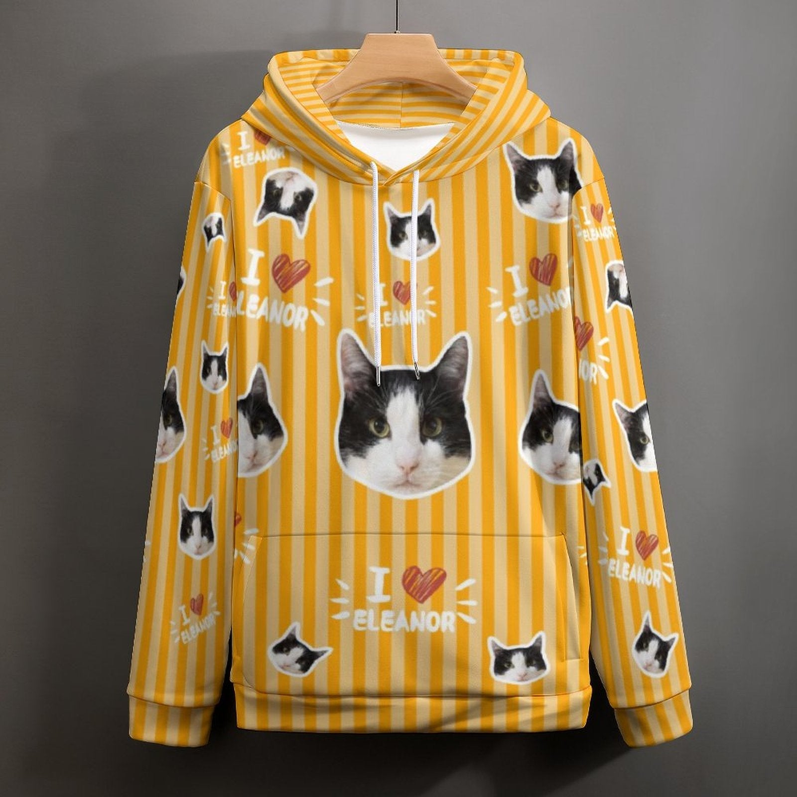 WEPRINTMEHoodieCustom Pet Face and Name Stripe Unisex Hoodie