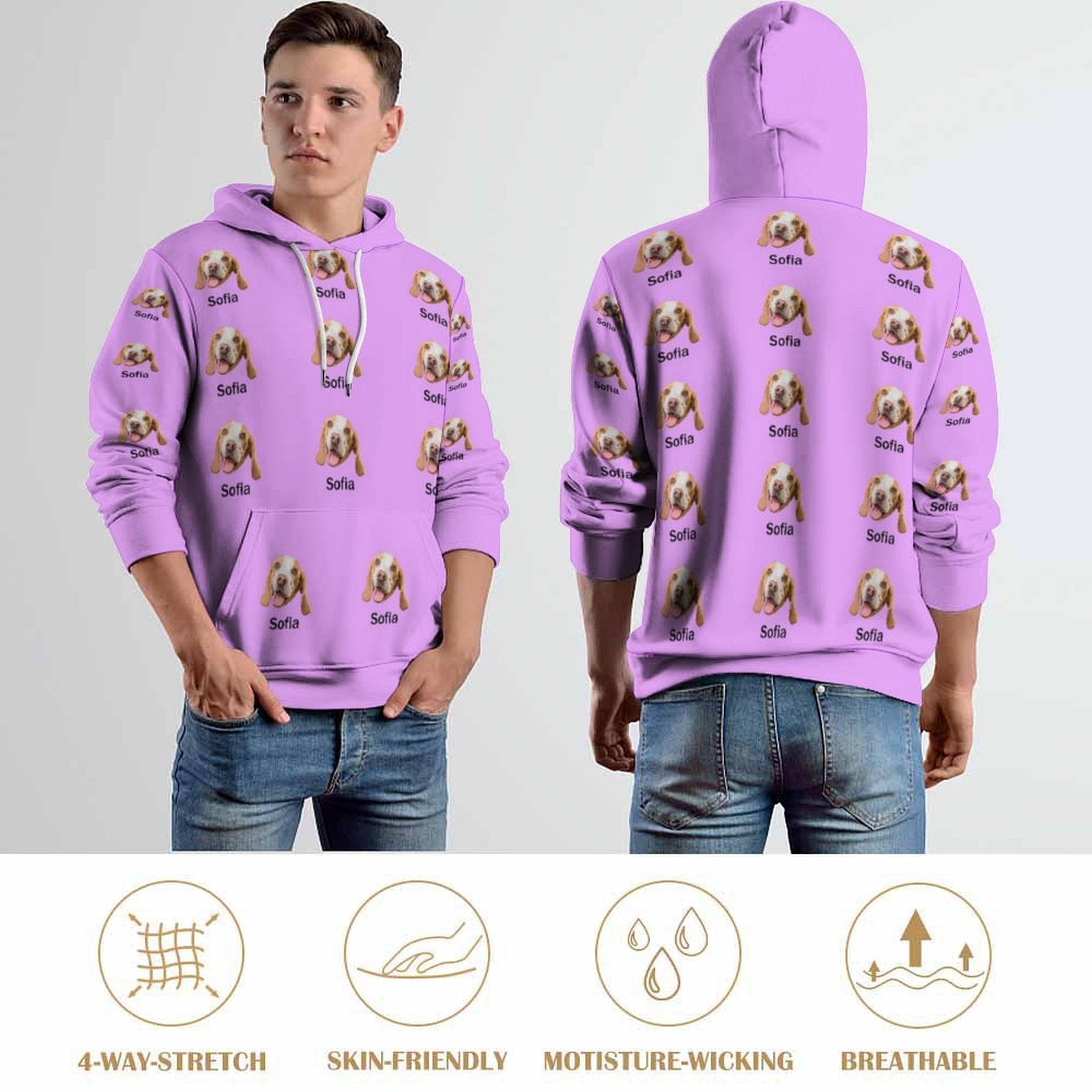 WEPRINTMEHoodieCustom Pet Face and Name Unisex Hoodie