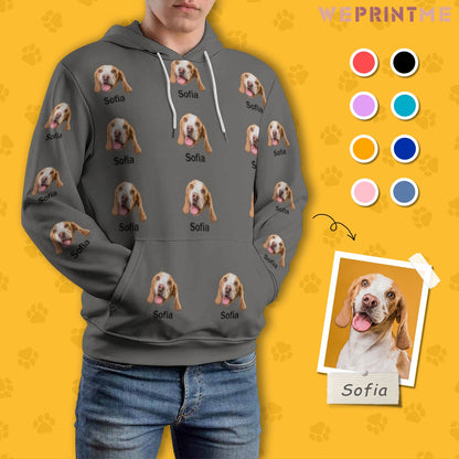 WEPRINTMEHoodieCustom Pet Face and Name Unisex Hoodie