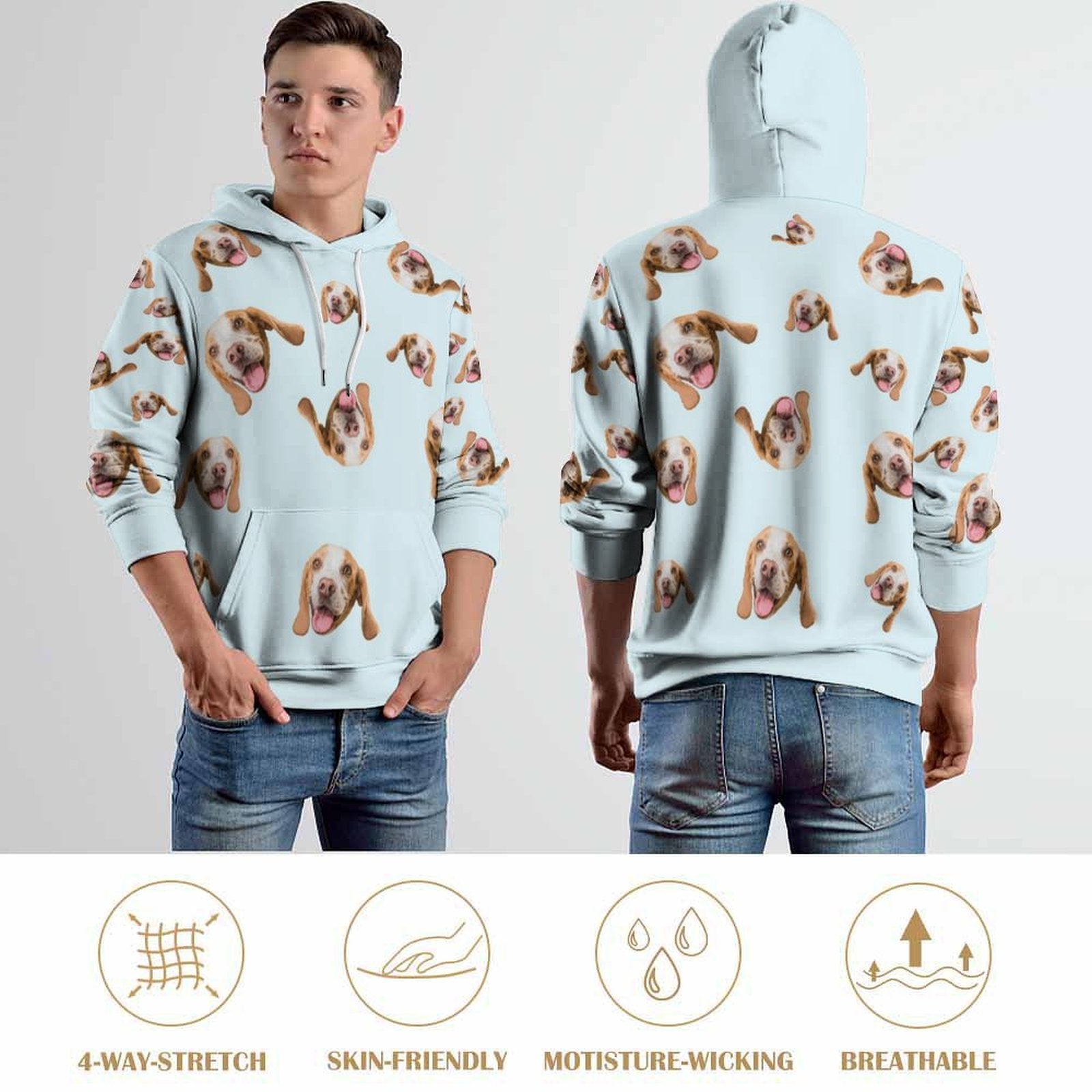 WEPRINTMEHoodieCustom Pet Face Everywhere Unisex Hoodie