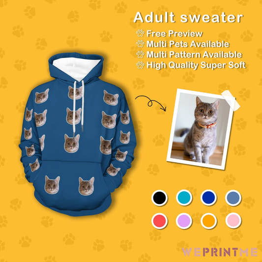WePrintMeHoodieCustom Pet Face Men's Hoodie Face Hoodie