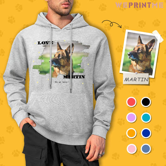 WePrintMeHoodieCustom Pet Photo and Name Love Unisex Cotton Hoodie