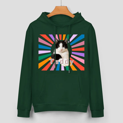 WEPRINTMEHoodieCustom Pet Photo Rainbow Strips Unisex Cotton Hoodie