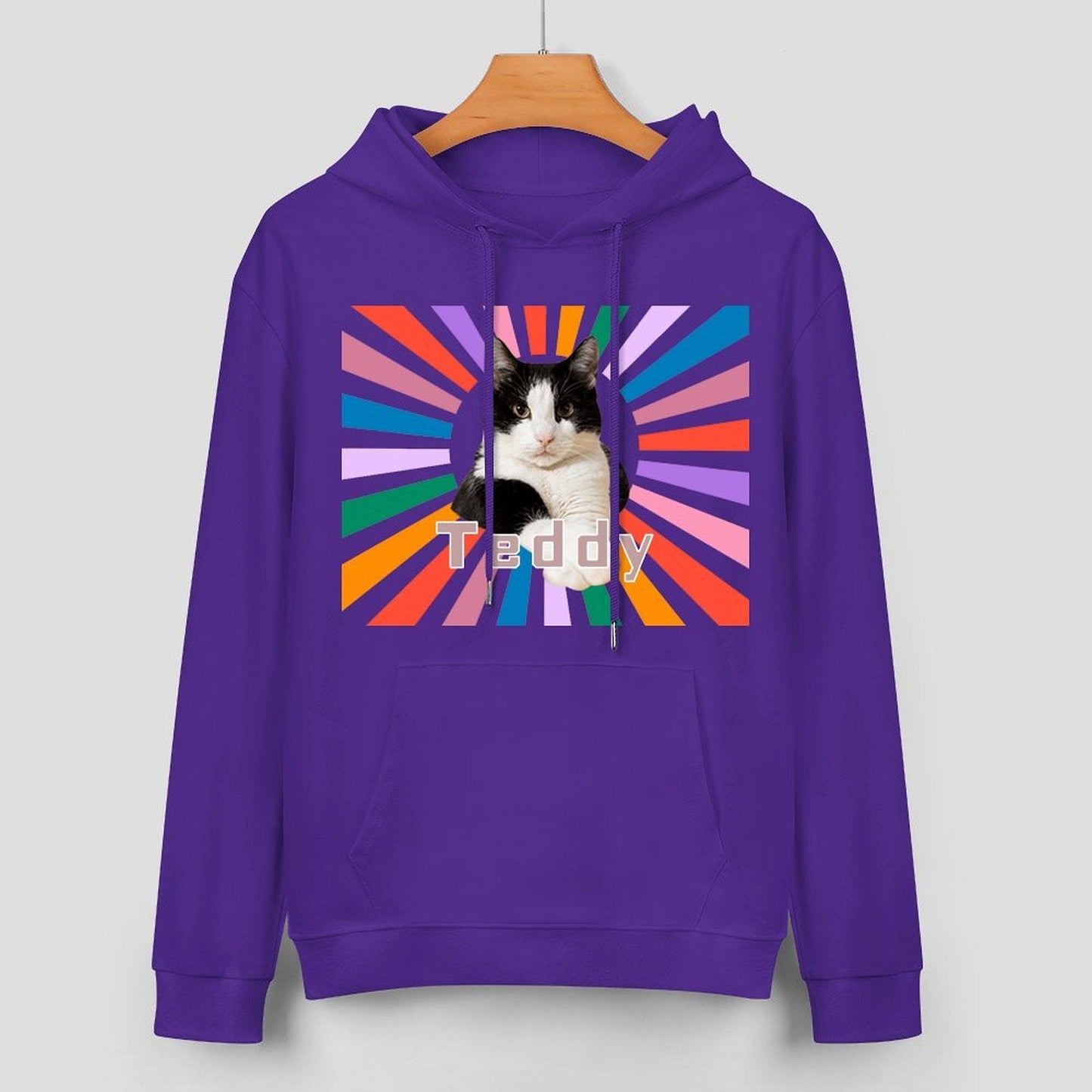 WEPRINTMEHoodieCustom Pet Photo Rainbow Strips Unisex Cotton Hoodie
