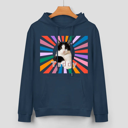 WEPRINTMEHoodieCustom Pet Photo Rainbow Strips Unisex Cotton Hoodie