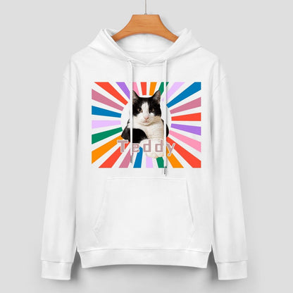 WEPRINTMEHoodieCustom Pet Photo Rainbow Strips Unisex Cotton Hoodie