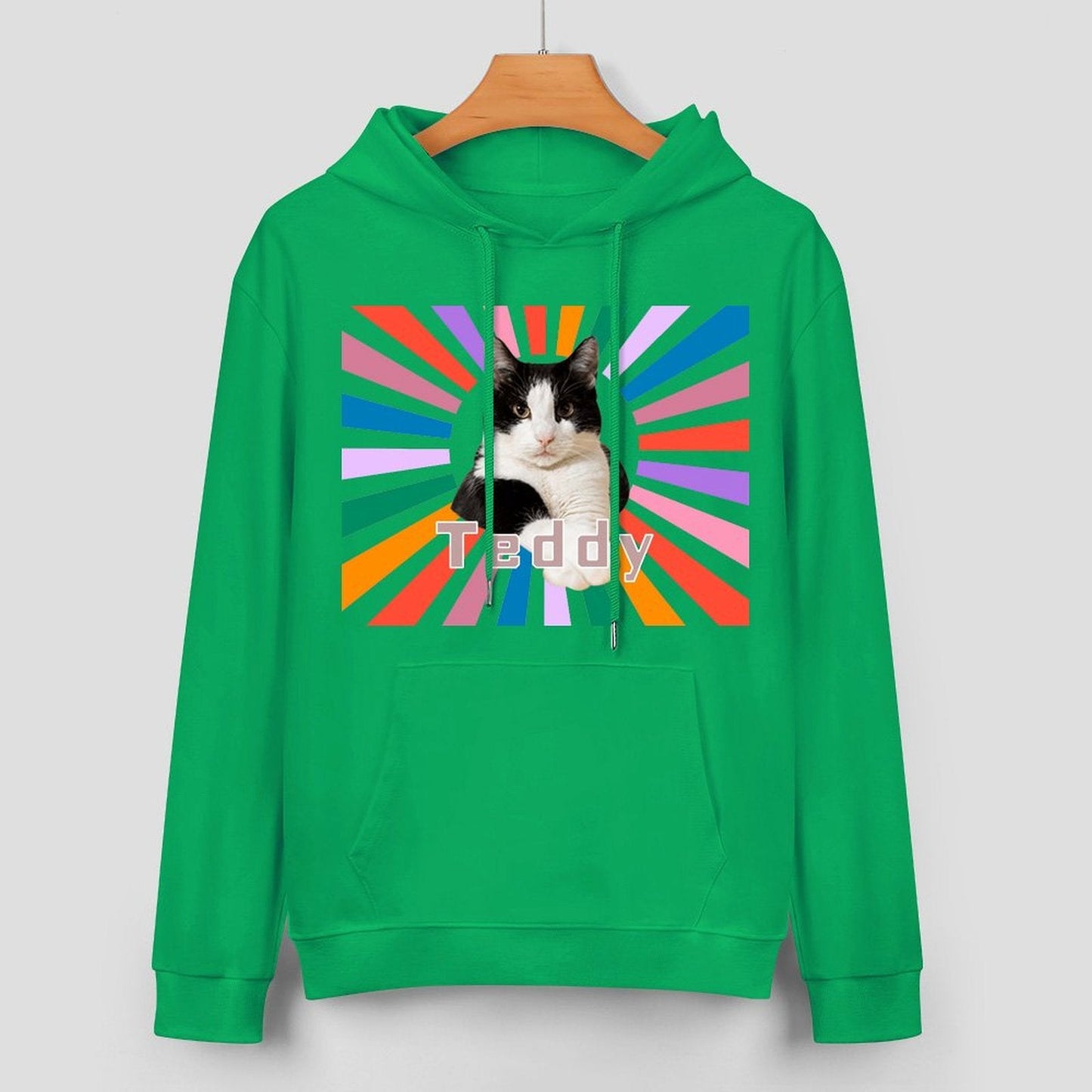 WEPRINTMEHoodieCustom Pet Photo Rainbow Strips Unisex Cotton Hoodie