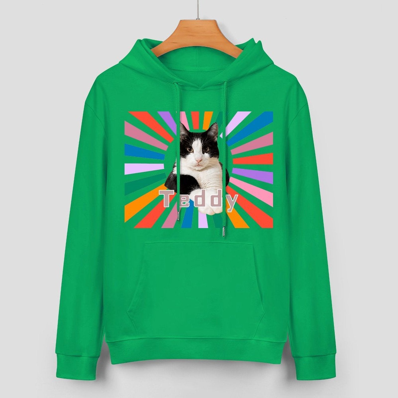 WEPRINTMEHoodieCustom Pet Photo Rainbow Strips Unisex Cotton Hoodie