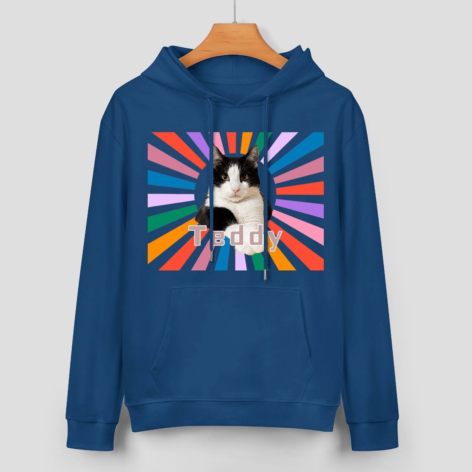 WEPRINTMEHoodieCustom Pet Photo Rainbow Strips Unisex Cotton Hoodie