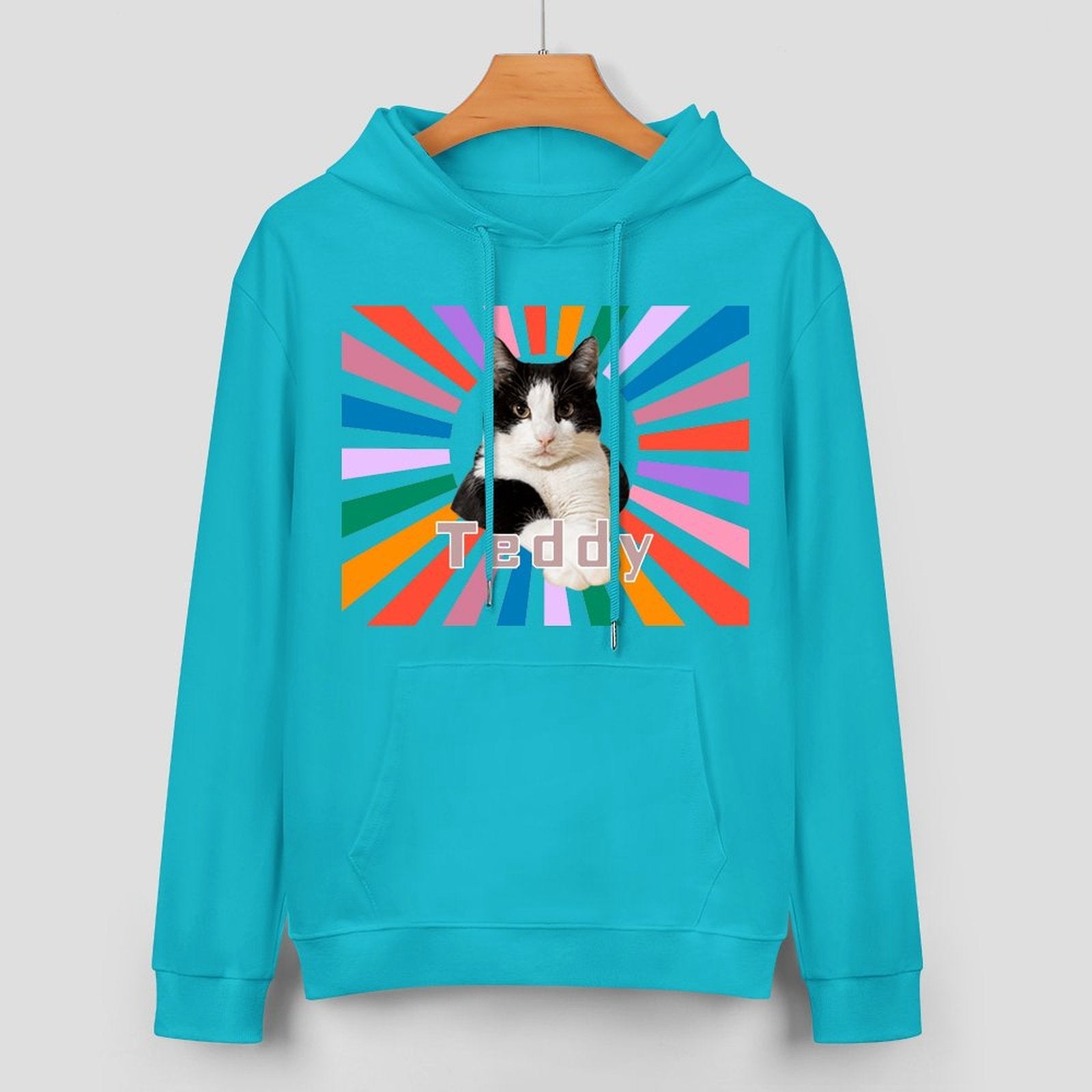 WEPRINTMEHoodieCustom Pet Photo Rainbow Strips Unisex Cotton Hoodie