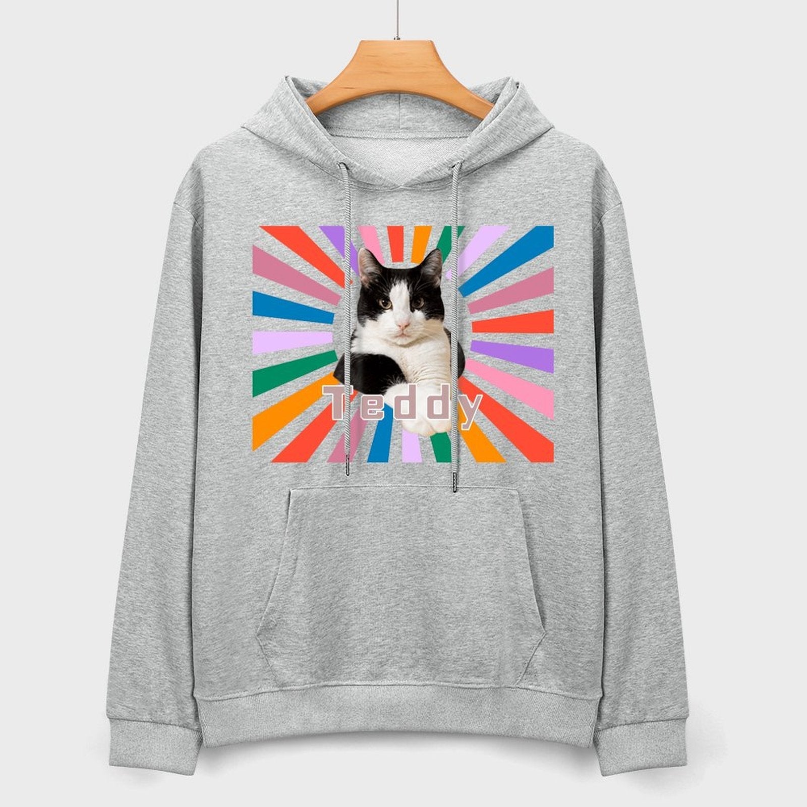 WEPRINTMEHoodieCustom Pet Photo Rainbow Strips Unisex Cotton Hoodie