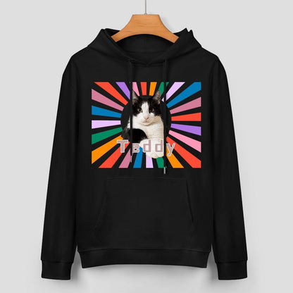 WEPRINTMEHoodieCustom Pet Photo Rainbow Strips Unisex Cotton Hoodie
