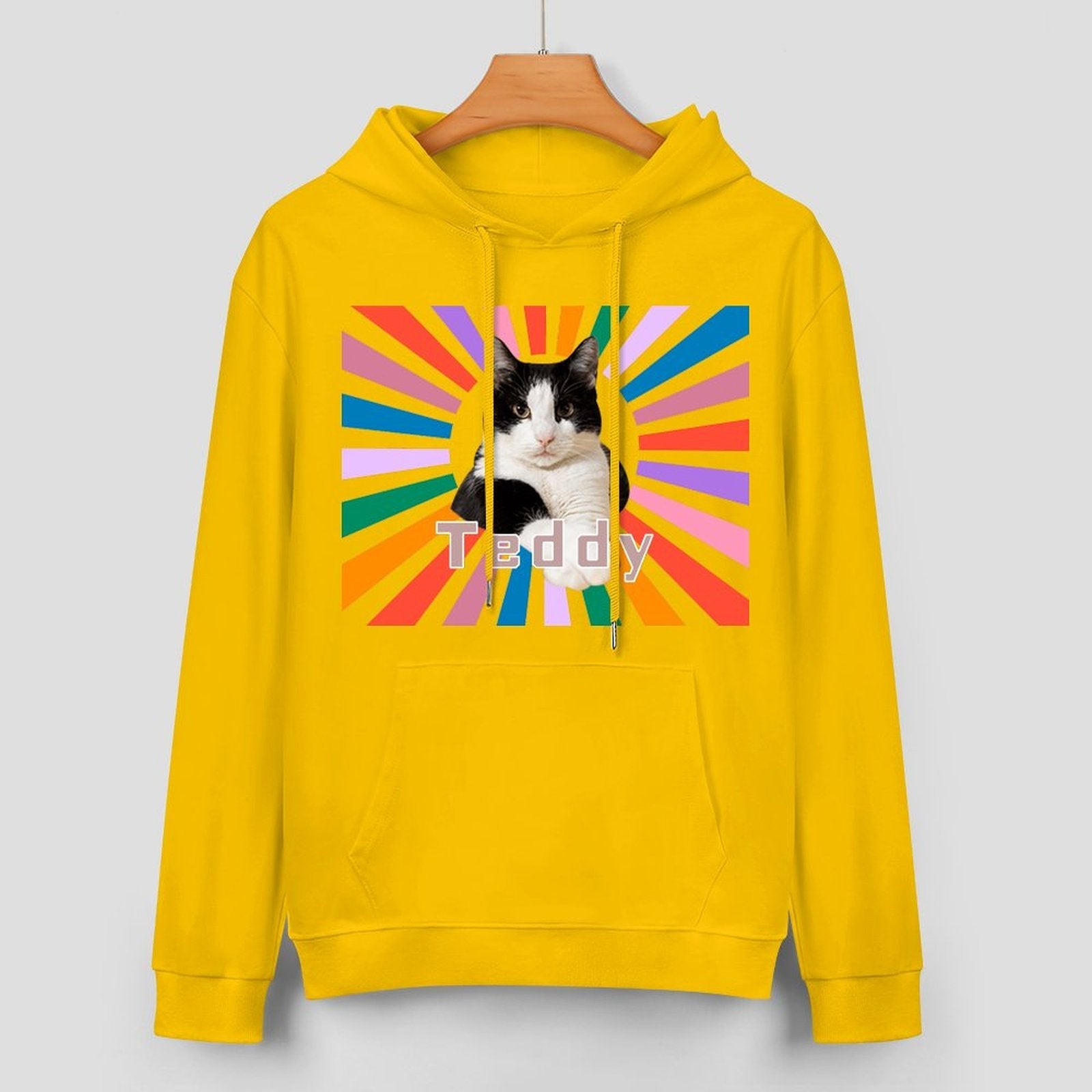WEPRINTMEHoodieCustom Pet Photo Rainbow Strips Unisex Cotton Hoodie