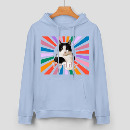 WEPRINTMEHoodieCustom Pet Photo Rainbow Strips Unisex Cotton Hoodie