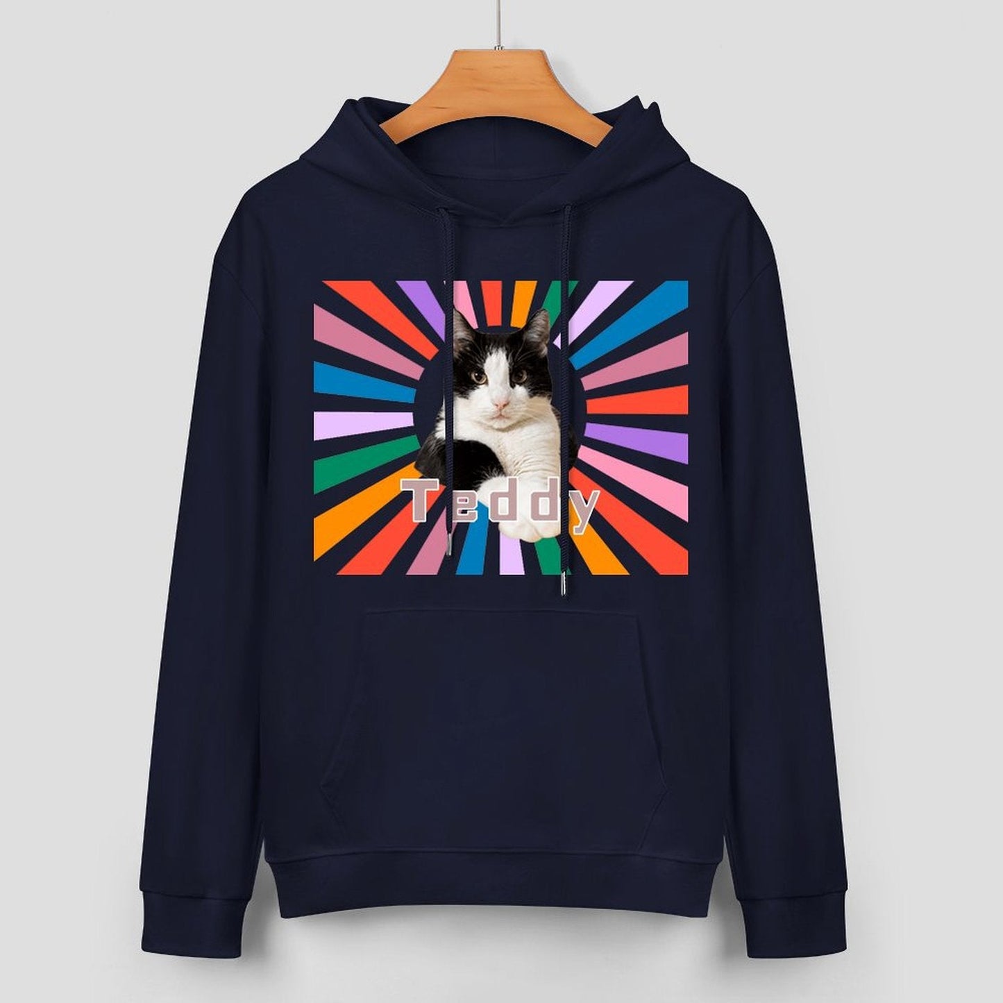 WEPRINTMEHoodieCustom Pet Photo Rainbow Strips Unisex Cotton Hoodie