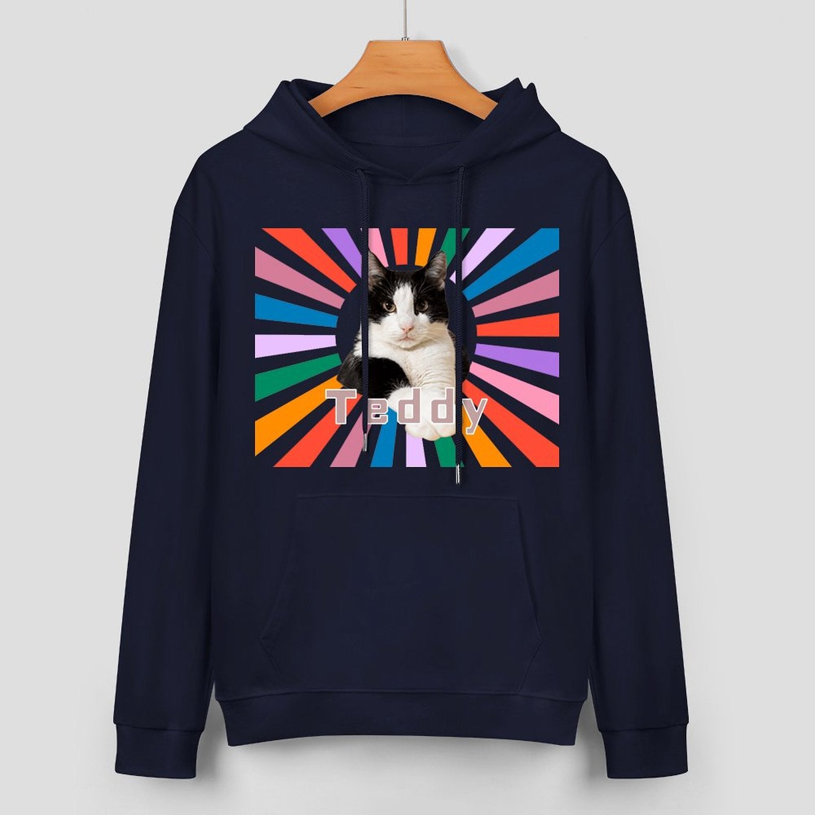 WEPRINTMEHoodieCustom Pet Photo Rainbow Strips Unisex Cotton Hoodie