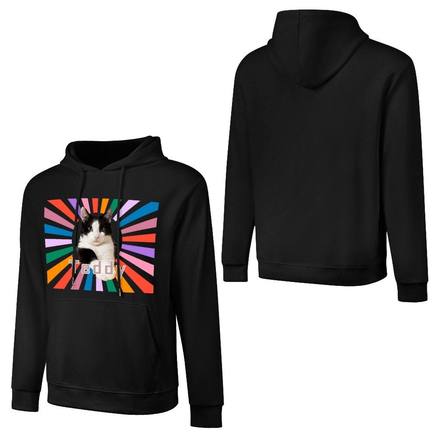 WEPRINTMEHoodieCustom Pet Photo Rainbow Strips Unisex Cotton Hoodie
