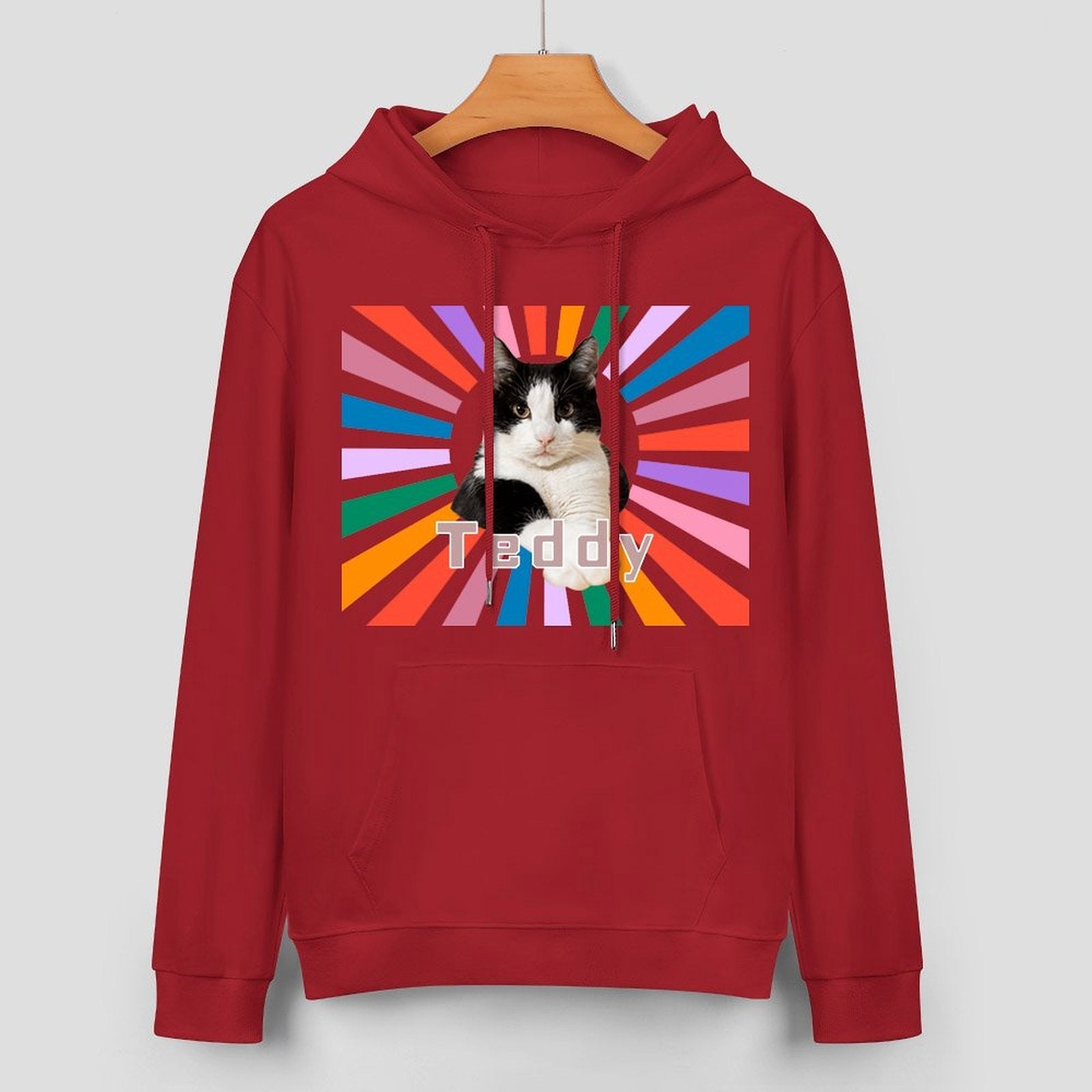 WEPRINTMEHoodieCustom Pet Photo Rainbow Strips Unisex Cotton Hoodie