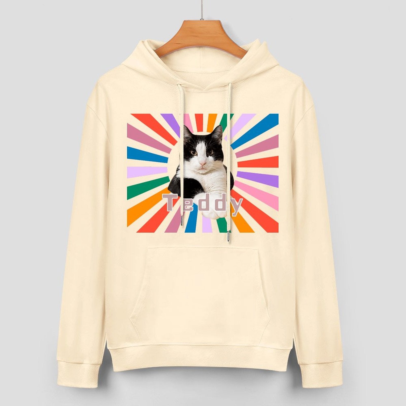 WEPRINTMEHoodieCustom Pet Photo Rainbow Strips Unisex Cotton Hoodie