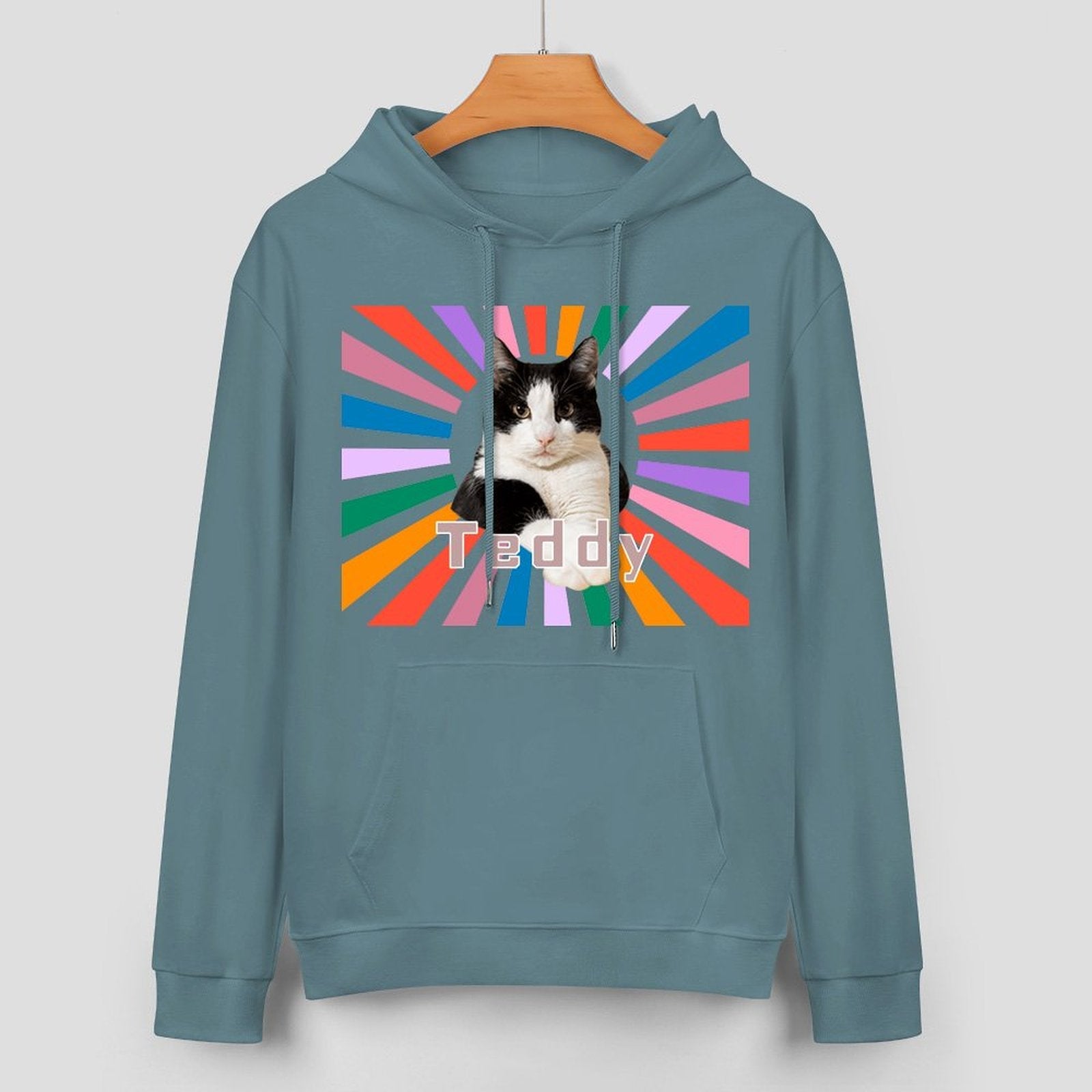 WEPRINTMEHoodieCustom Pet Photo Rainbow Strips Unisex Cotton Hoodie