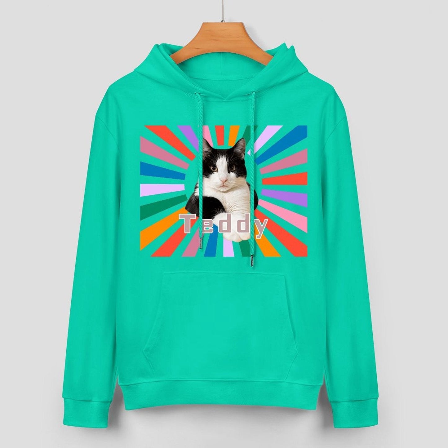 WEPRINTMEHoodieCustom Pet Photo Rainbow Strips Unisex Cotton Hoodie