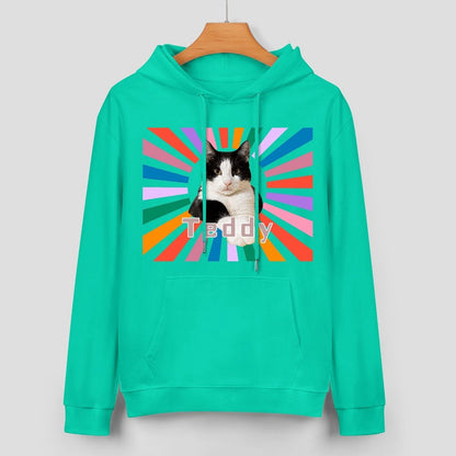 WEPRINTMEHoodieCustom Pet Photo Rainbow Strips Unisex Cotton Hoodie