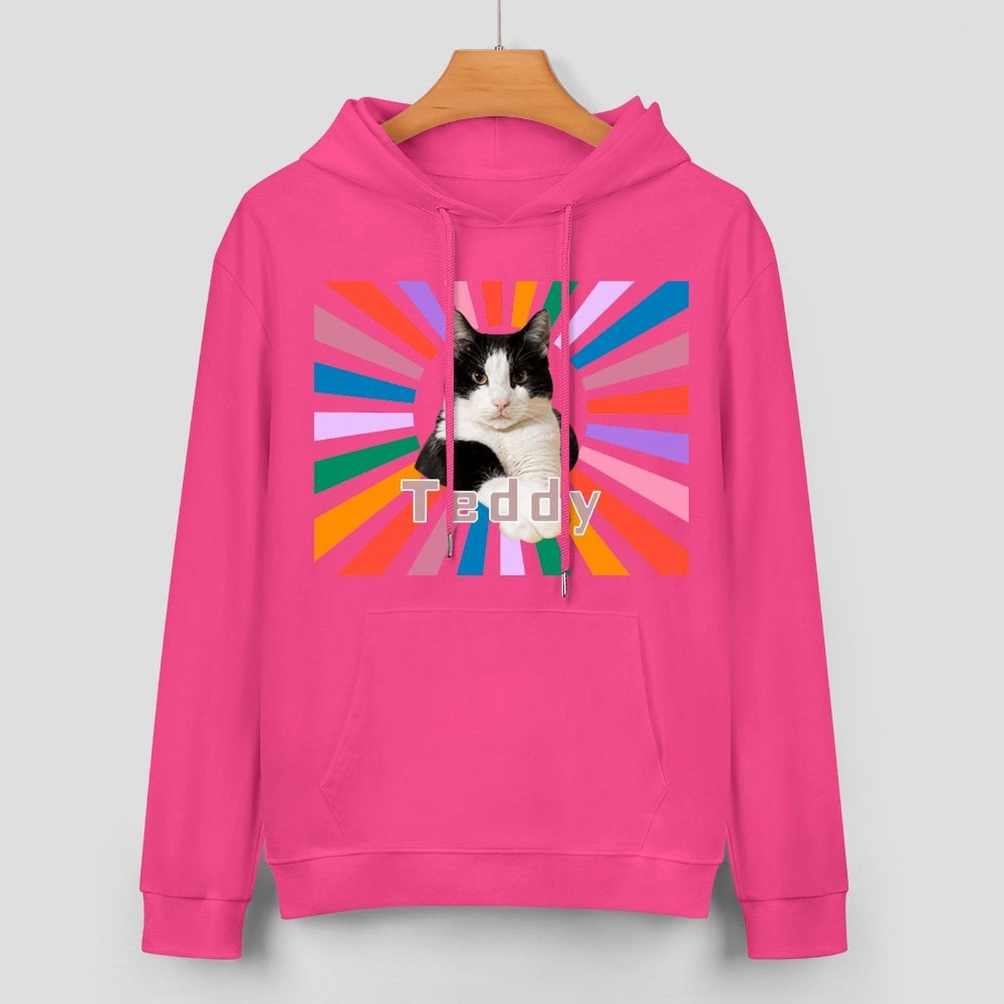 WEPRINTMEHoodieCustom Pet Photo Rainbow Strips Unisex Cotton Hoodie