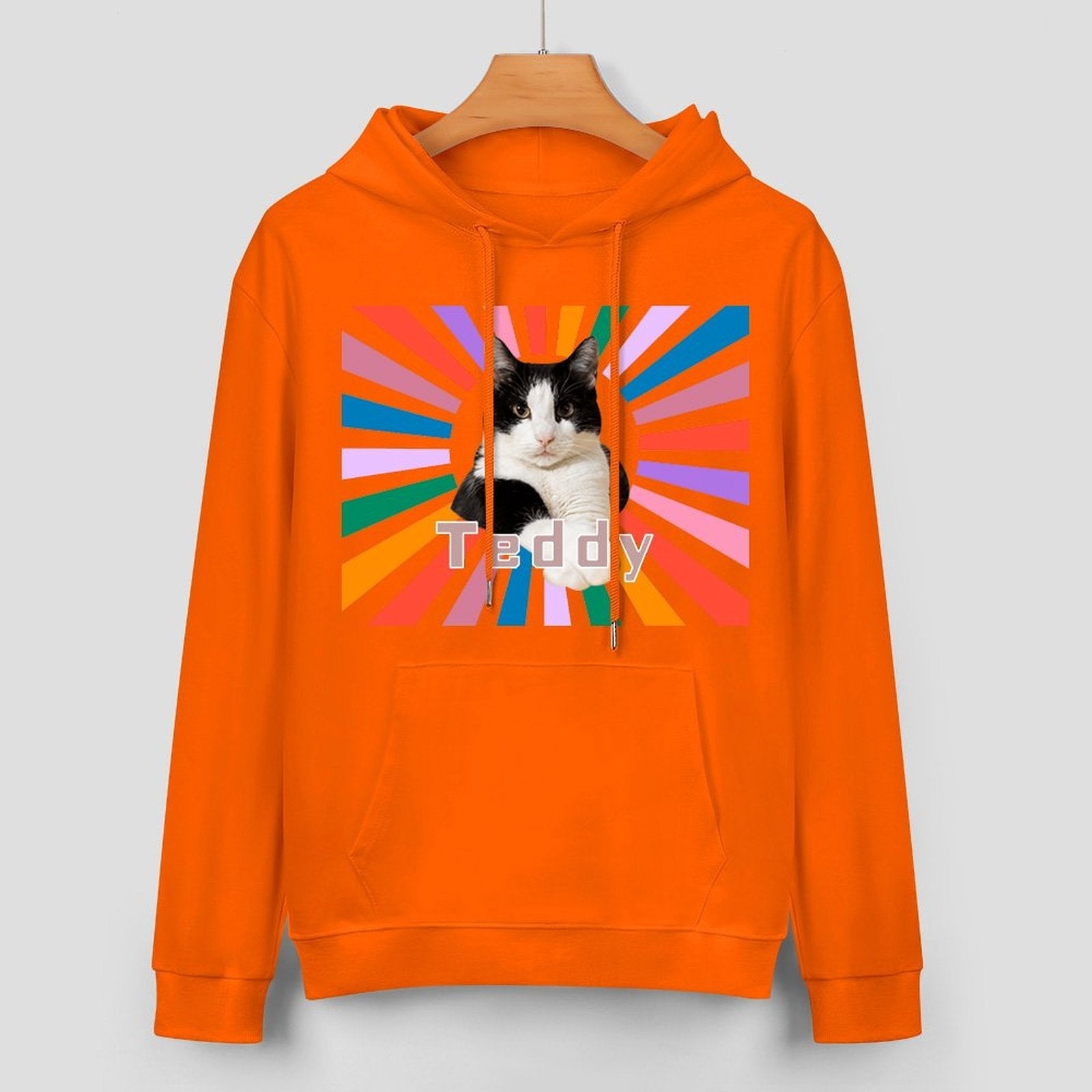 WEPRINTMEHoodieCustom Pet Photo Rainbow Strips Unisex Cotton Hoodie