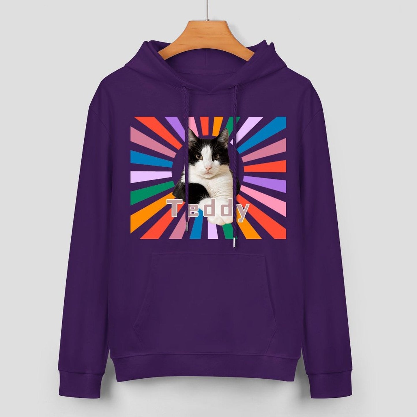 WEPRINTMEHoodieCustom Pet Photo Rainbow Strips Unisex Cotton Hoodie