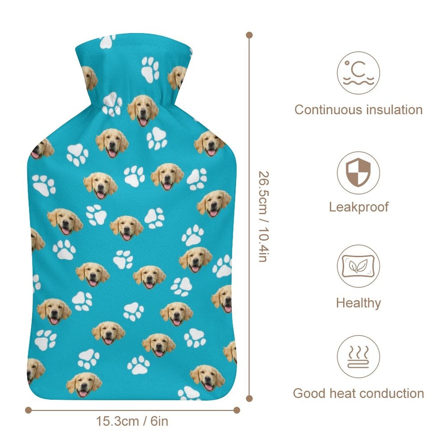 WEPRINTMEHot Water BottleCustom Pet Face Hot Water Bottle