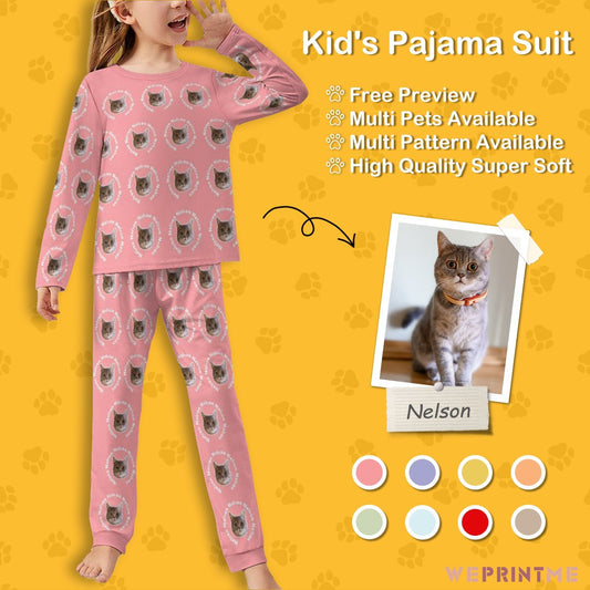 WEPRINTMEKid's PajamasCustom Pet Face and Circle Name Kids Pajama Set