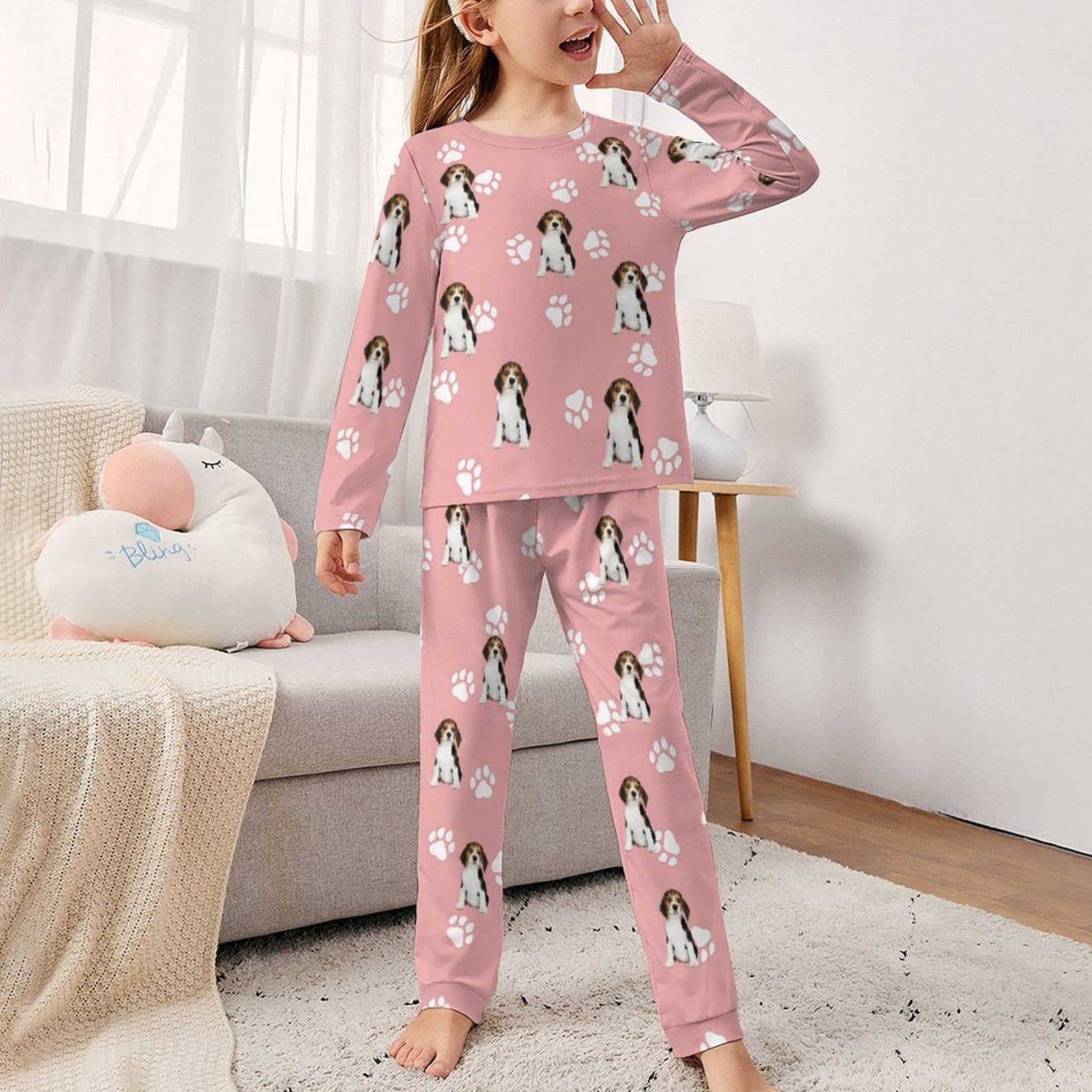 WEPRINTMEKid's PajamasCustom Pet Face Lovely Pet and Paws Kids Pajama Set