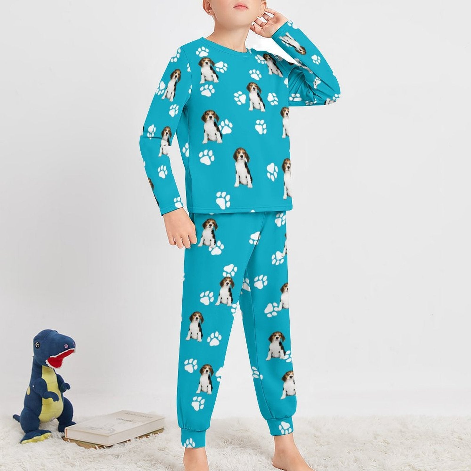 WEPRINTMEKid's PajamasCustom Pet Face Lovely Pet and Paws Kids Pajama Set