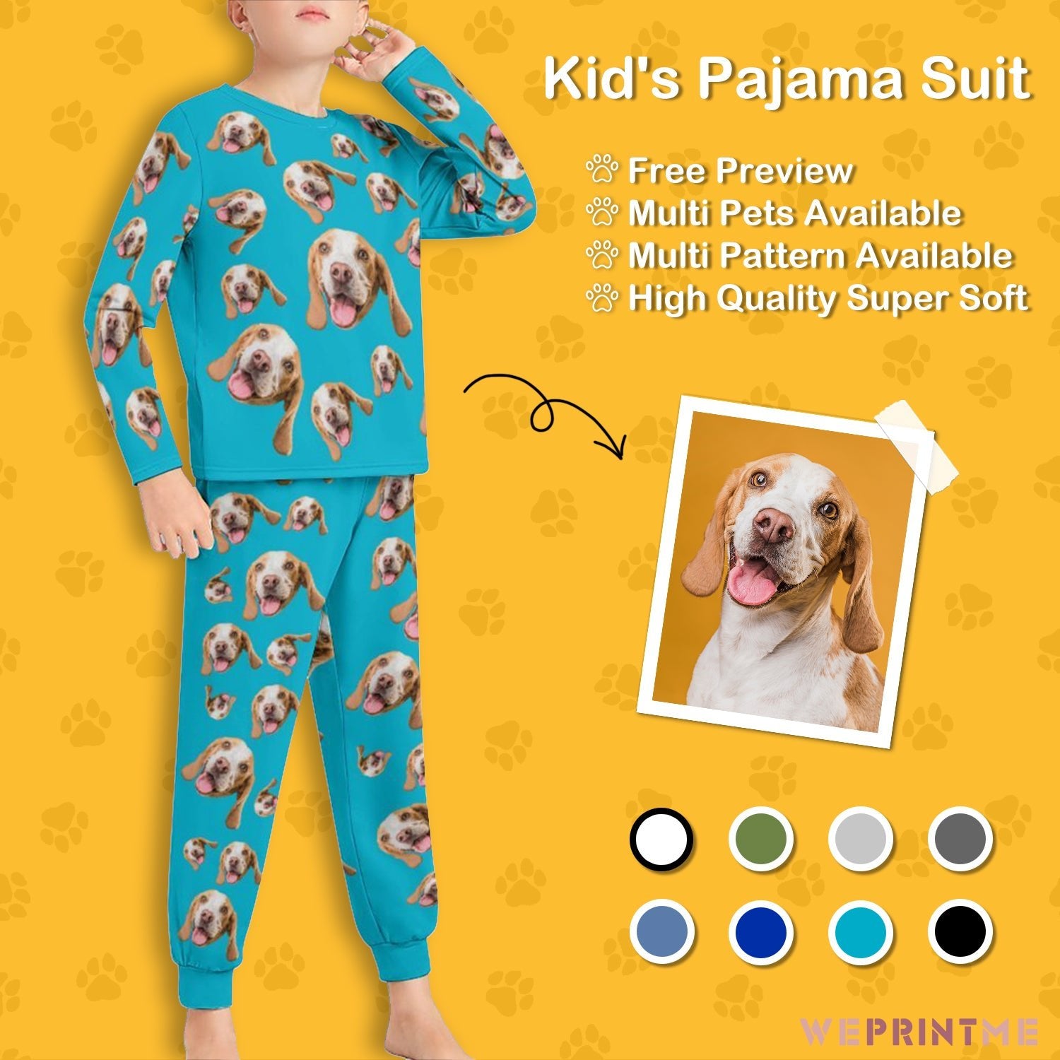 WEPRINTMEKid's PajamasCustom Pet Face Pets Everywhere Kids Pajama Set