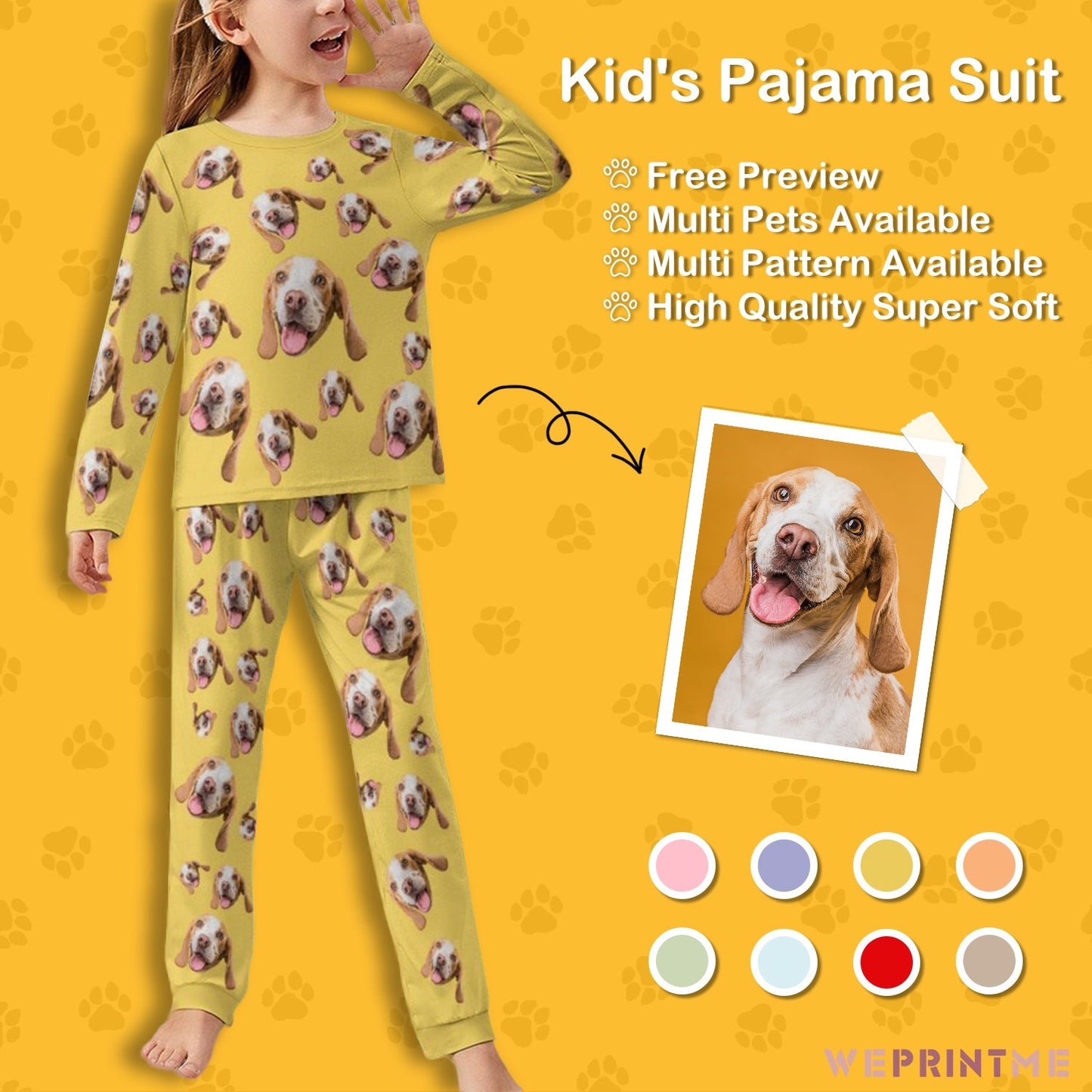 WEPRINTMEKid's PajamasCustom Pet Face Pets Everywhere Kids Pajama Set