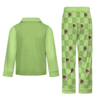 WEPRINTMEKid's PajamasCustom Pet Face Plaid Button - Down Kids Pajama Set