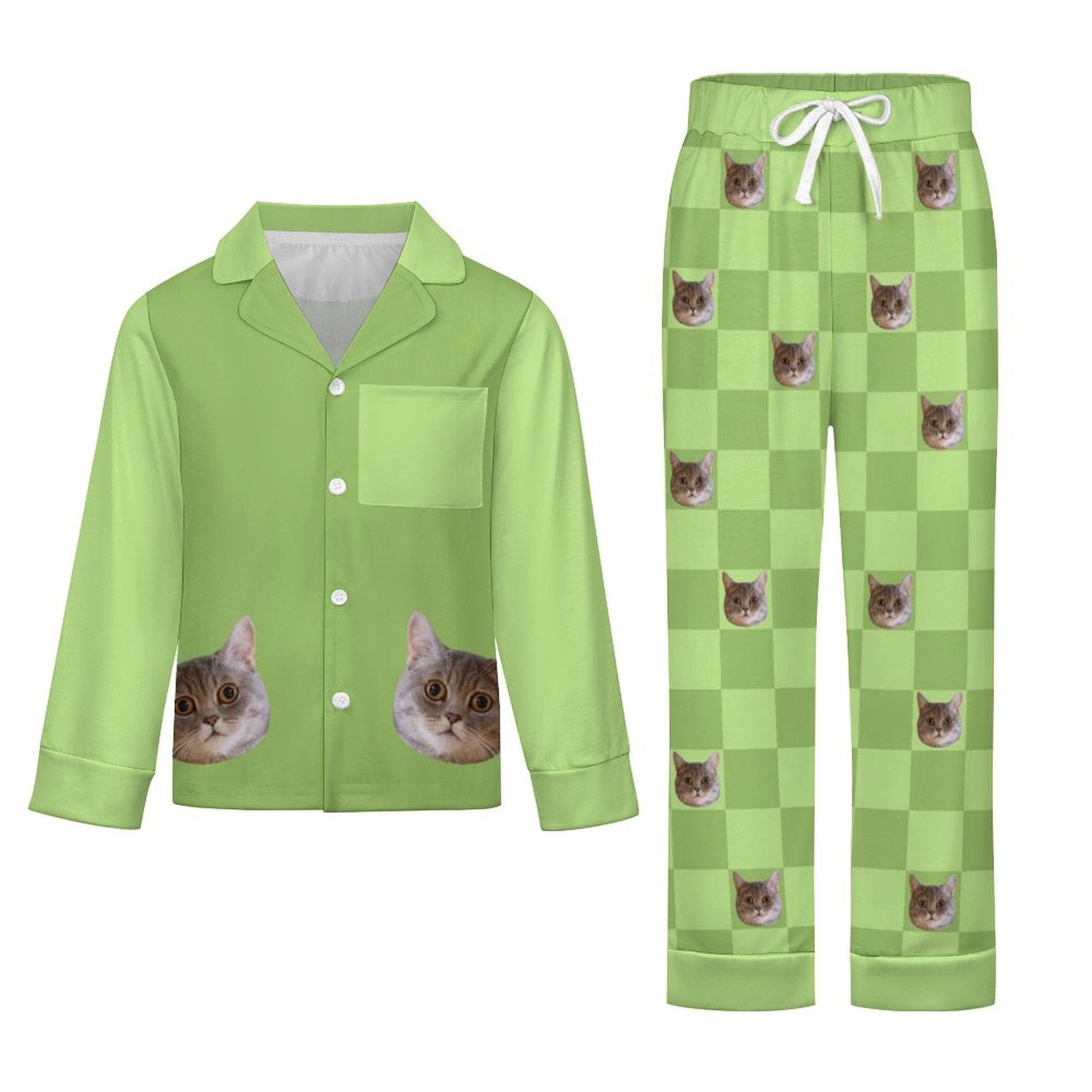 WEPRINTMEKid's PajamasCustom Pet Face Plaid Button - Down Kids Pajama Set