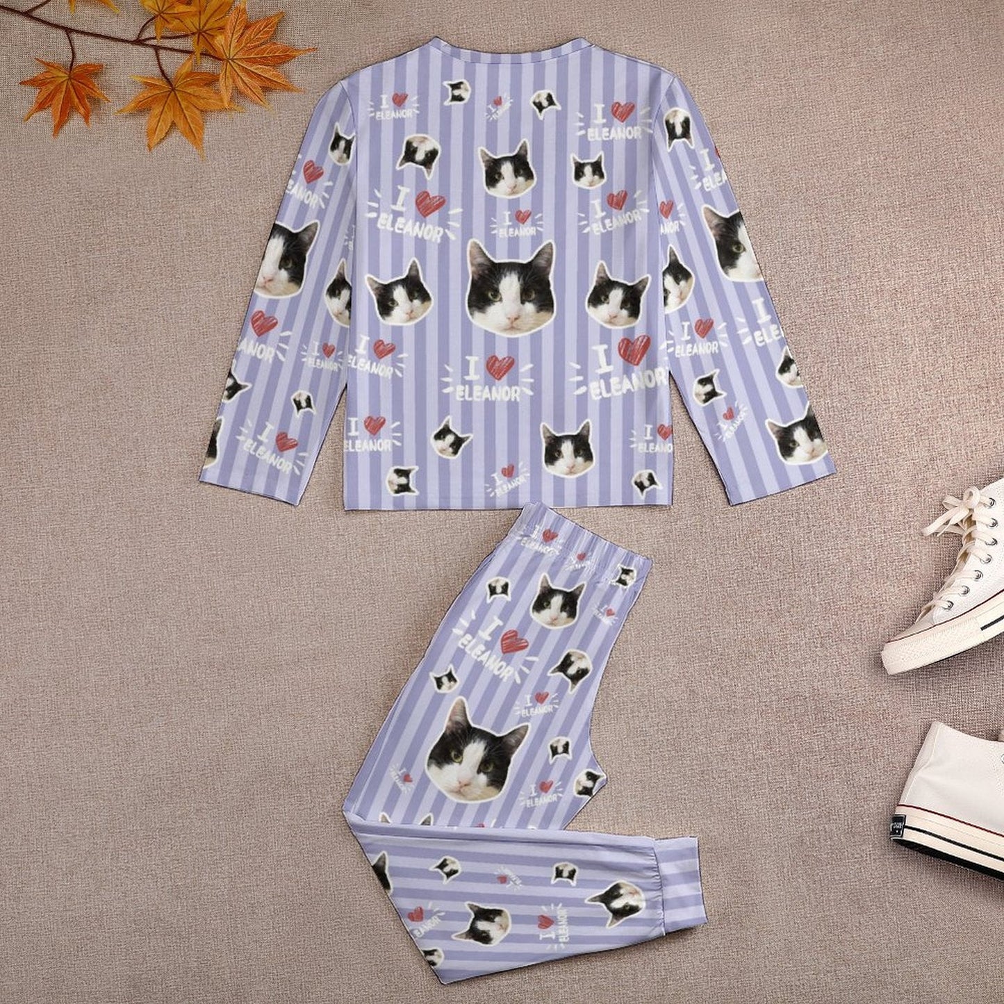 WEPRINTMEKid's PajamasCustom Pet Face Sripe Kids Pajama Set