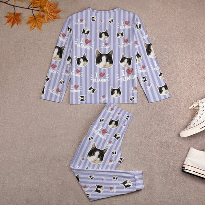 WEPRINTMEKid's PajamasCustom Pet Face Sripe Kids Pajama Set