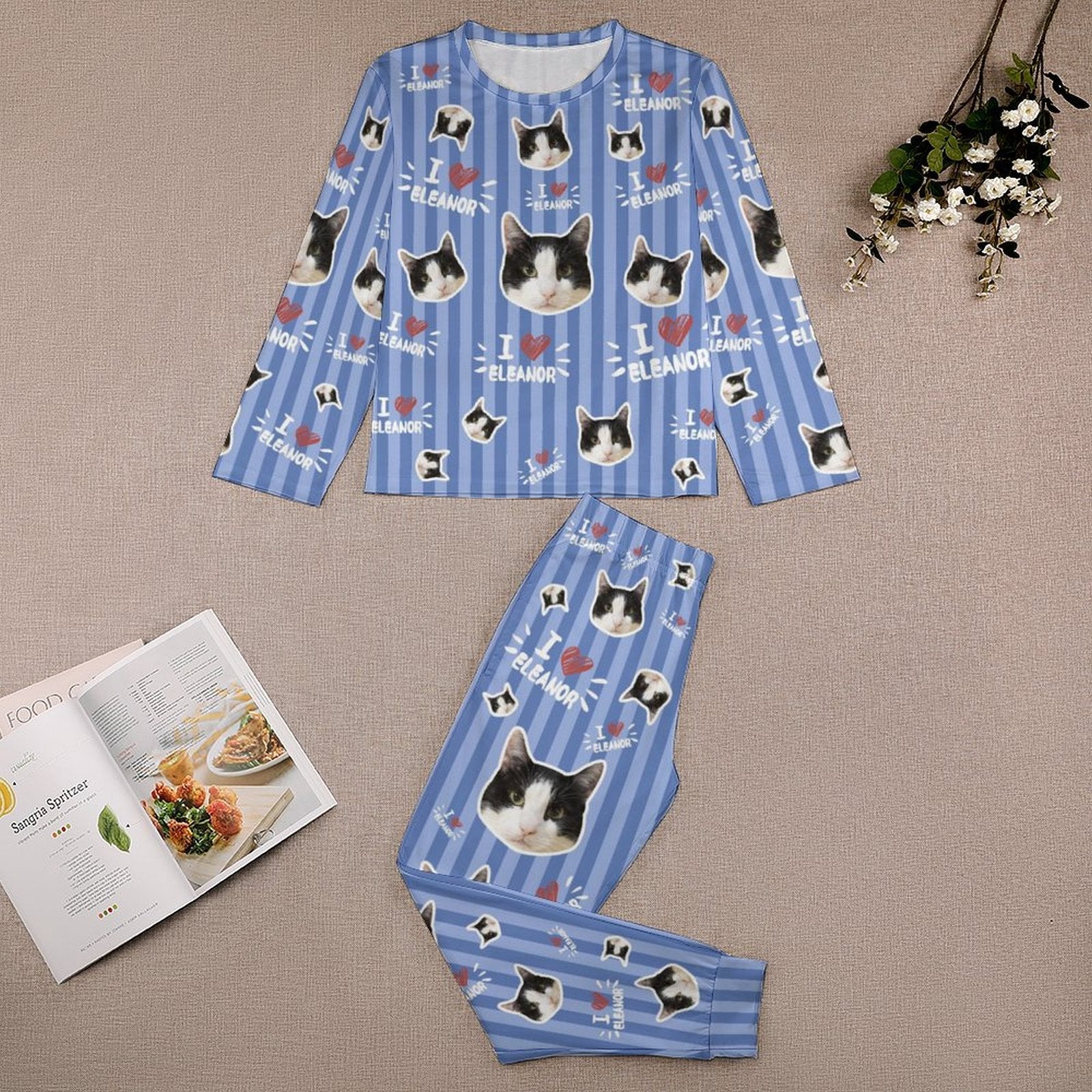 WEPRINTMEKid's PajamasCustom Pet Face Sripe Kids Pajama Set