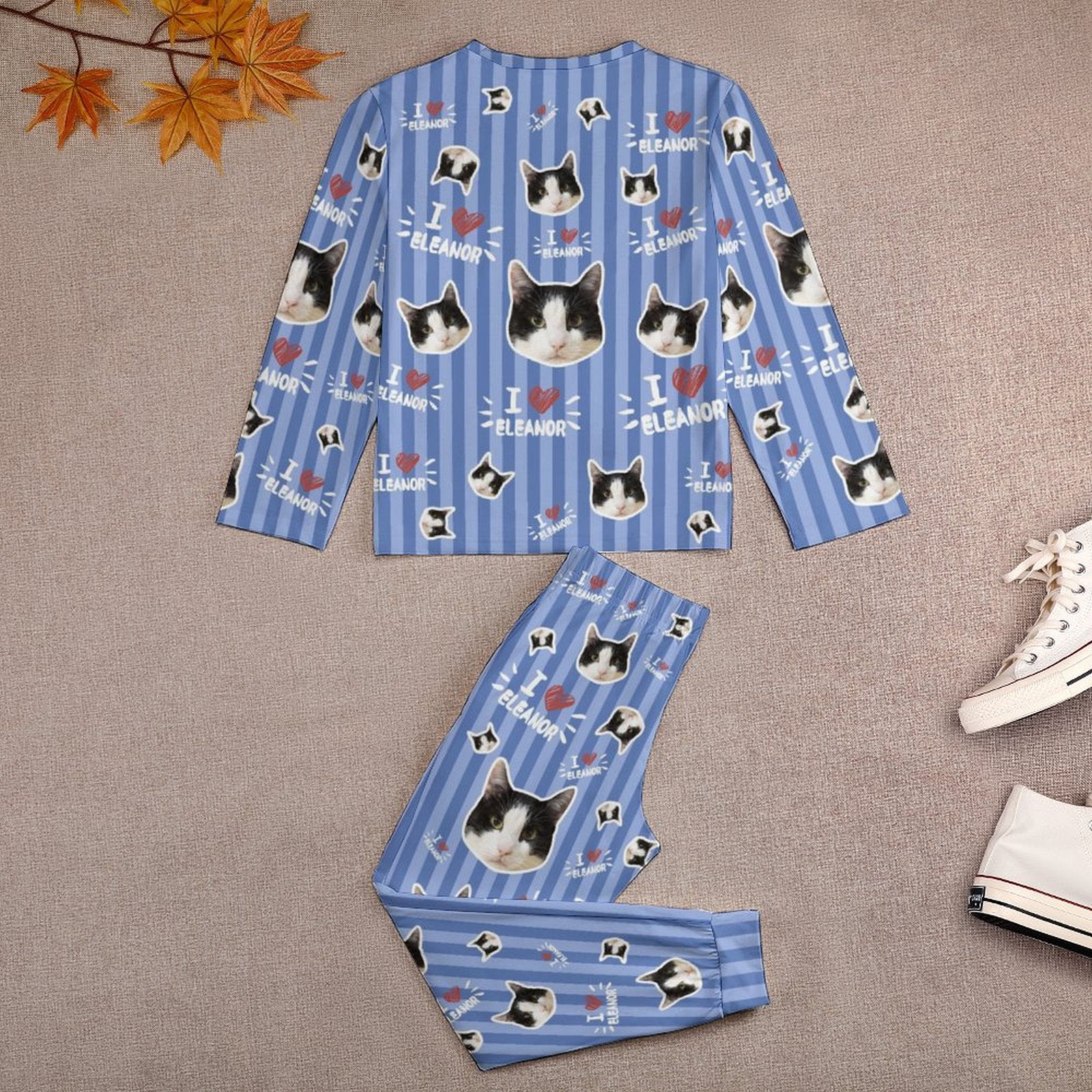 WEPRINTMEKid's PajamasCustom Pet Face Sripe Kids Pajama Set