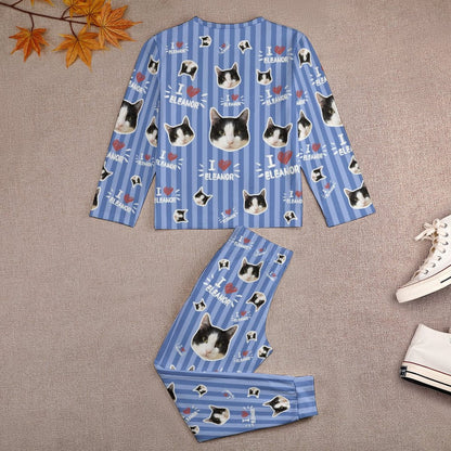 WEPRINTMEKid's PajamasCustom Pet Face Sripe Kids Pajama Set