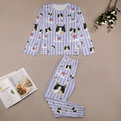 WEPRINTMEKid's PajamasCustom Pet Face Sripe Kids Pajama Set
