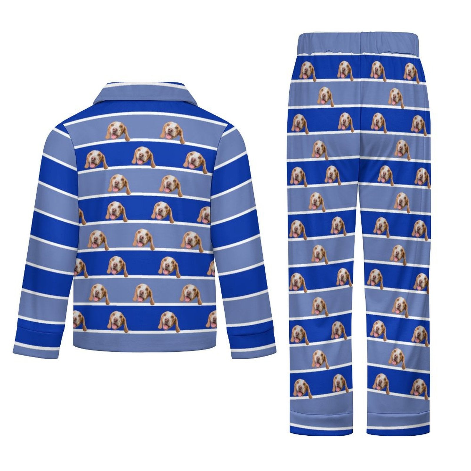 WEPRINTMEKid's PajamasCustom Pet Face Stripe Button - Down Kids Pajama Set
