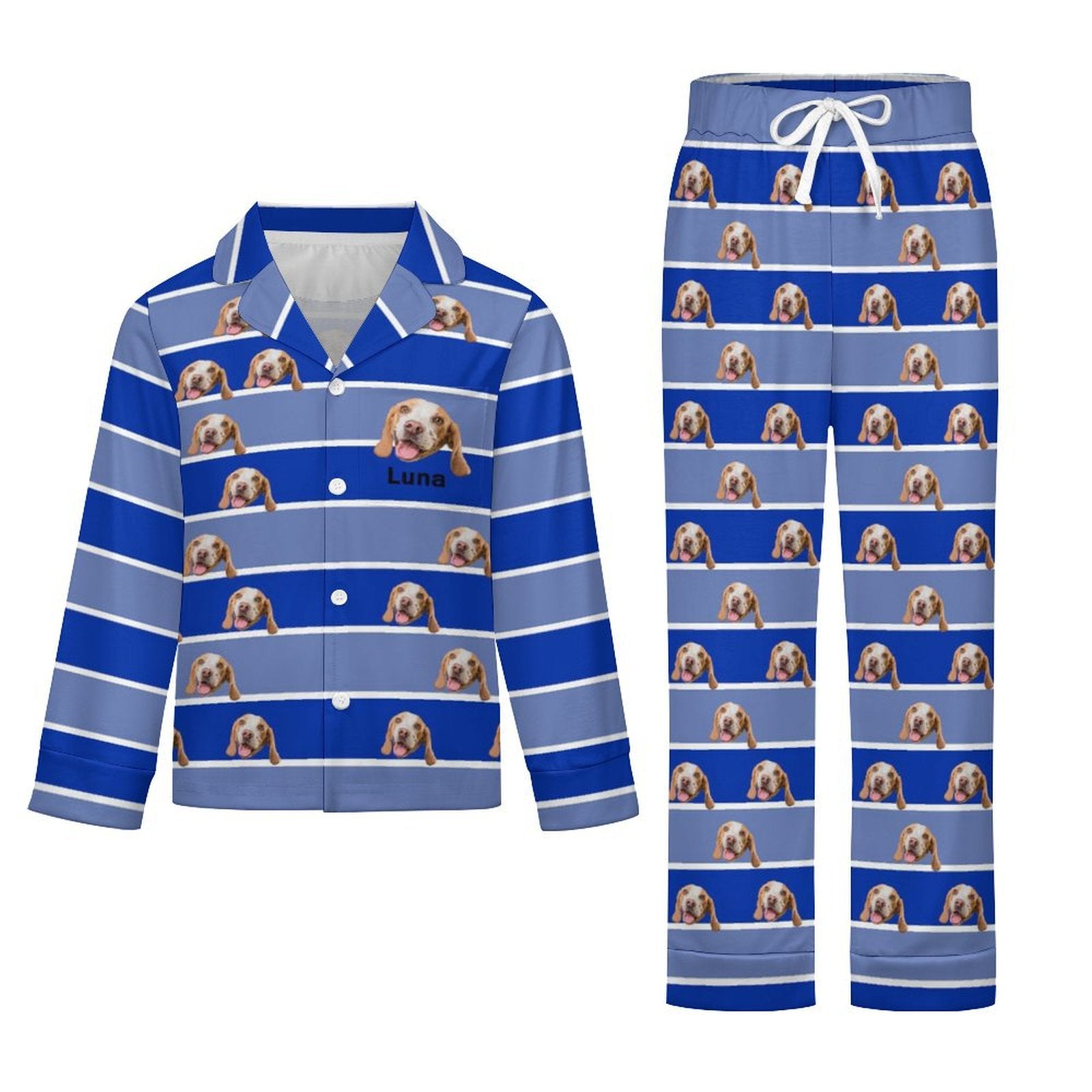 WEPRINTMEKid's PajamasCustom Pet Face Stripe Button - Down Kids Pajama Set